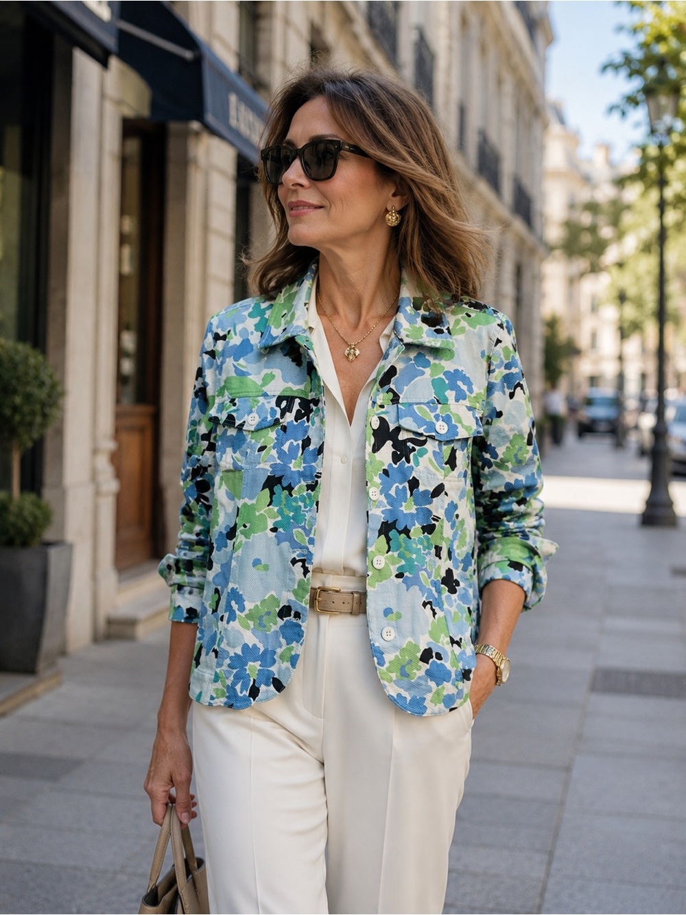 Erin women’s floral print buttons down blazer